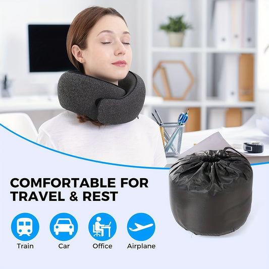 Comfort Travel Neck Pillow | Ergonomic Design for Airplanes - Breathable Memory Foam with Washable Cover, Perfect for Office & Car Naps, Grey