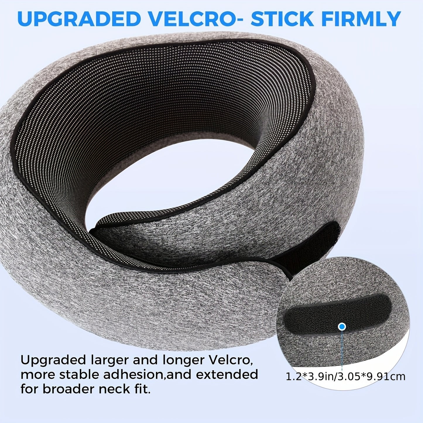 Comfort Travel Neck Pillow | Ergonomic Design for Airplanes - Breathable Memory Foam with Washable Cover, Perfect for Office & Car Naps, Grey