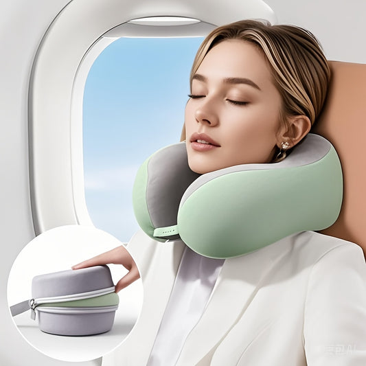 Ergonomic U-Shaped Neck Pillow with Storage Bag – Ideal for Travel,Napping, and Office Comfort, Slow Rebound Support, Machine Washable Cover