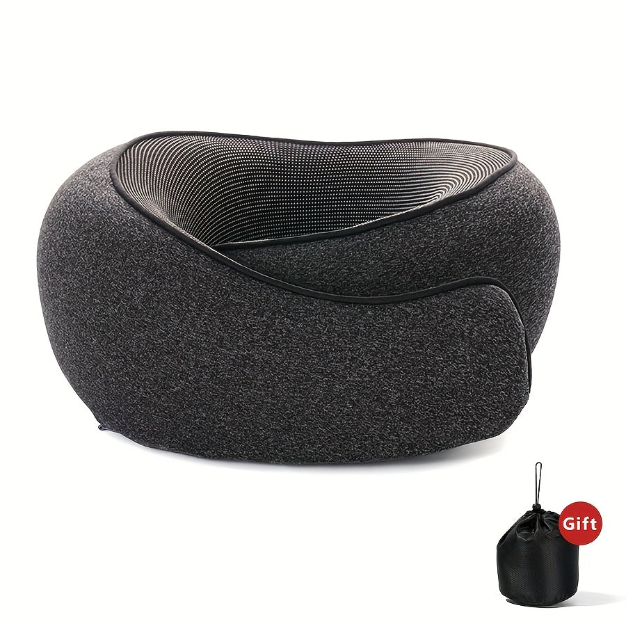 Comfort Travel Neck Pillow | Ergonomic Design for Airplanes - Breathable Memory Foam with Washable Cover, Perfect for Office & Car Naps, Grey