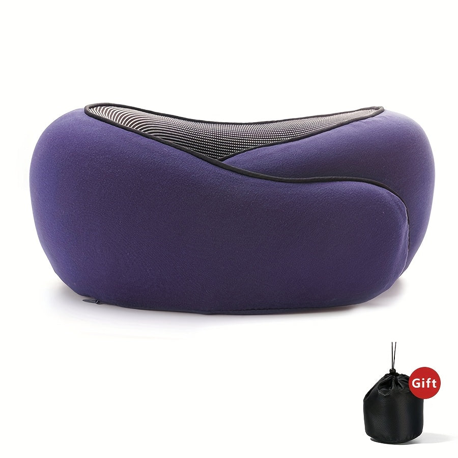 Comfort Travel Neck Pillow | Ergonomic Design for Airplanes - Breathable Memory Foam with Washable Cover, Perfect for Office & Car Naps, Grey
