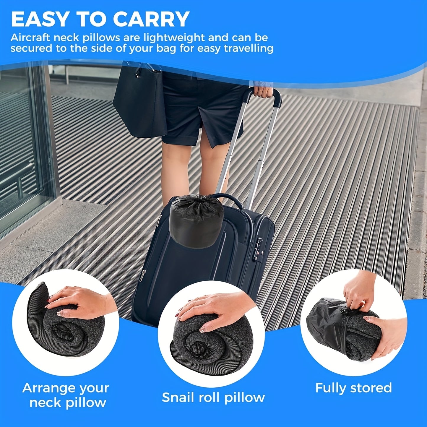 Comfort Travel Neck Pillow | Ergonomic Design for Airplanes - Breathable Memory Foam with Washable Cover, Perfect for Office & Car Naps, Grey