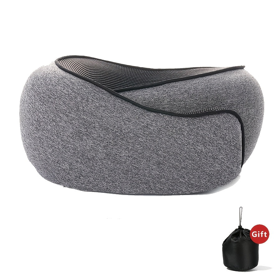 Comfort Travel Neck Pillow | Ergonomic Design for Airplanes - Breathable Memory Foam with Washable Cover, Perfect for Office & Car Naps, Grey