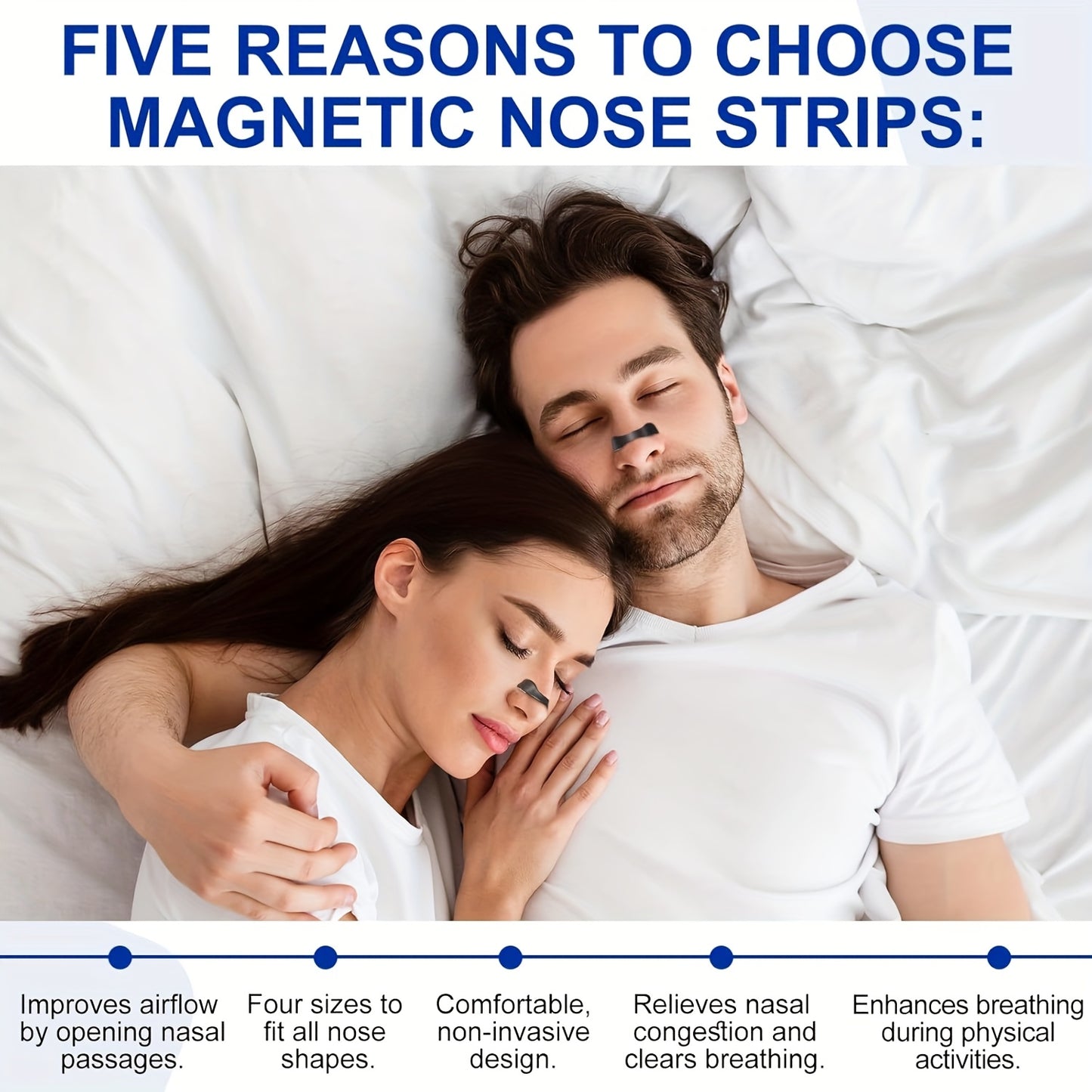 Pack Magnetic Nose Strips – Effective Anti-Snoring Aid for Better Oxygen Flow, Reduced Snoring and Improved Sleep Quality