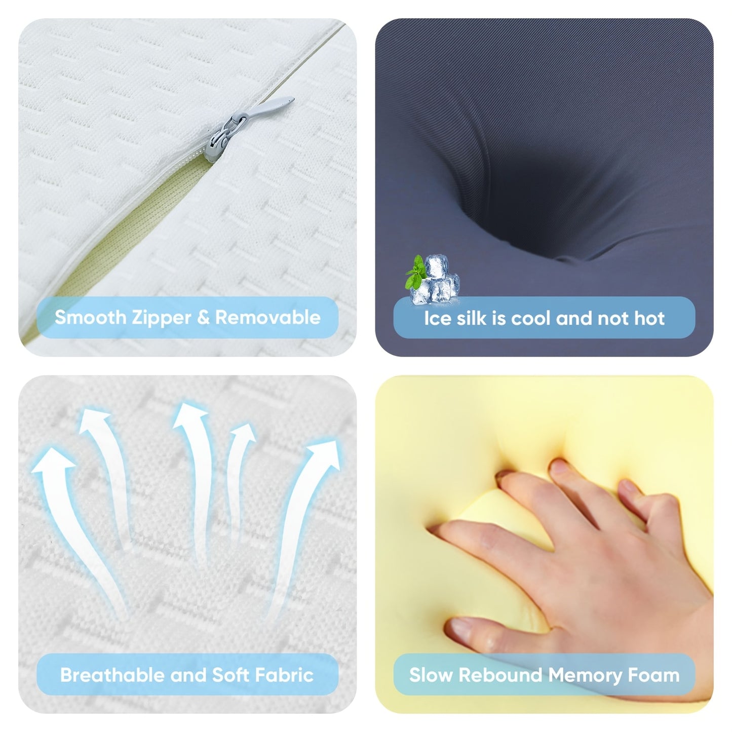 Ergonomic Butterfly Pillow - Breathable Mesh Fabric for Side, Back & Stomach Sleepers, Neck Support