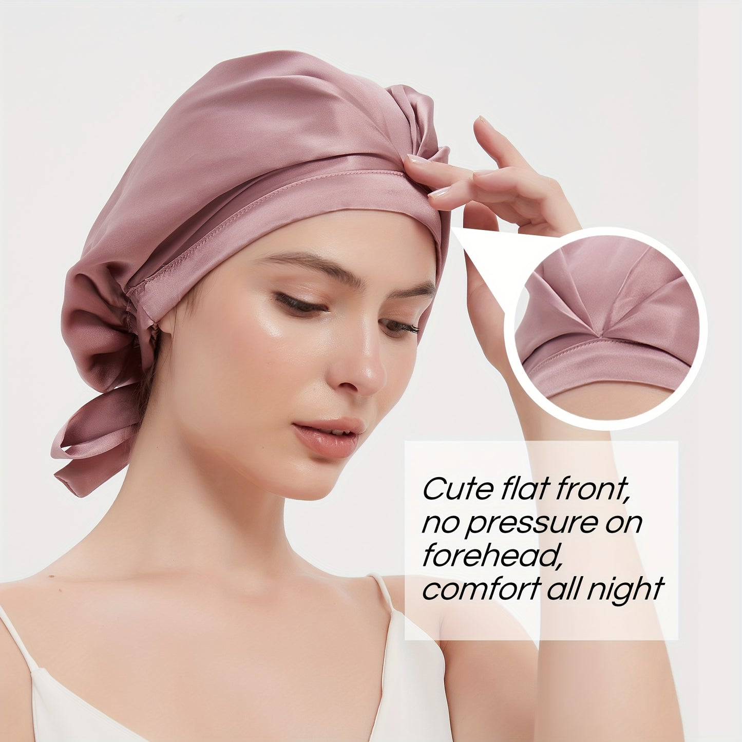 Silk 100% SEDA Mulberry Silk Sleeping Bonnet – Adjustable Bow Tie Soft and Breathable, Perfect for Long and Curly Hair