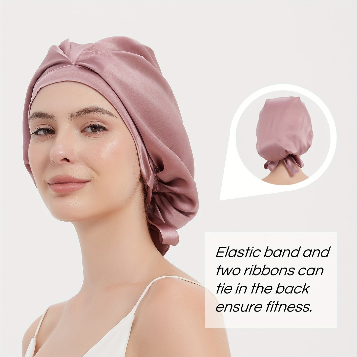 Silk 100% SEDA Mulberry Silk Sleeping Bonnet – Adjustable Bow Tie Soft and Breathable, Perfect for Long and Curly Hair