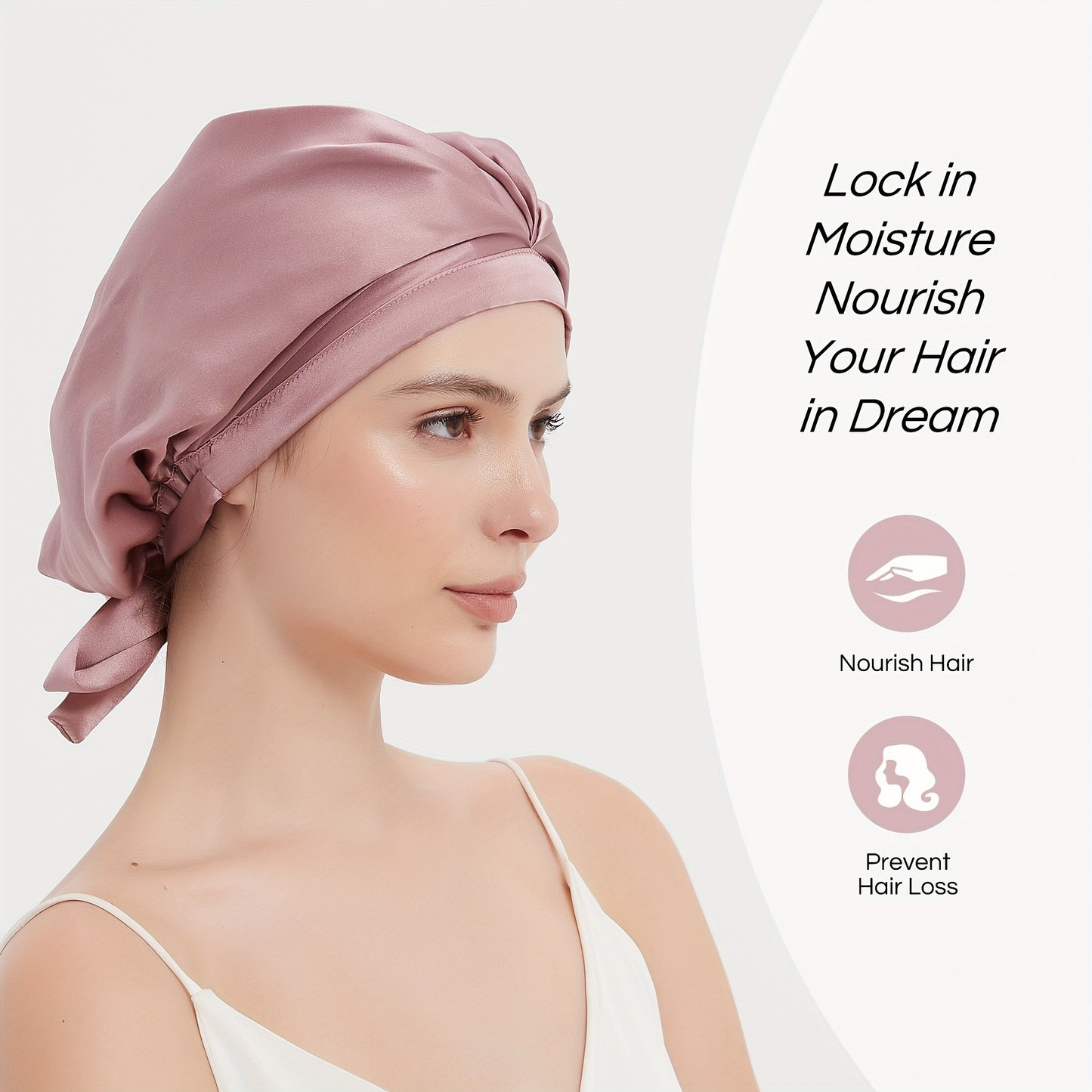 Silk 100% SEDA Mulberry Silk Sleeping Bonnet – Adjustable Bow Tie Soft and Breathable, Perfect for Long and Curly Hair