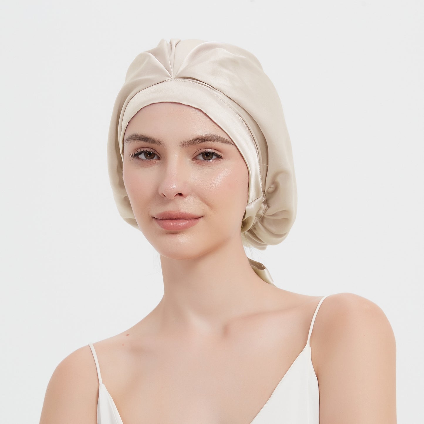 Silk 100% SEDA Mulberry Silk Sleeping Bonnet – Adjustable Bow Tie Soft and Breathable, Perfect for Long and Curly Hair