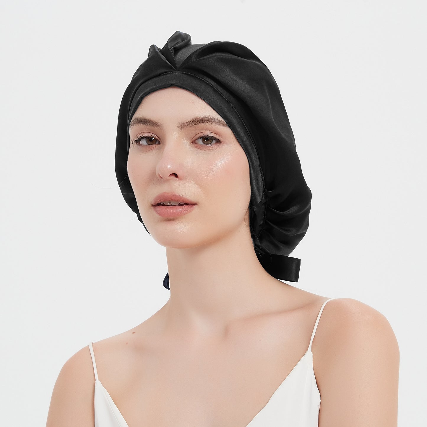 Silk 100% SEDA Mulberry Silk Sleeping Bonnet – Adjustable Bow Tie Soft and Breathable, Perfect for Long and Curly Hair