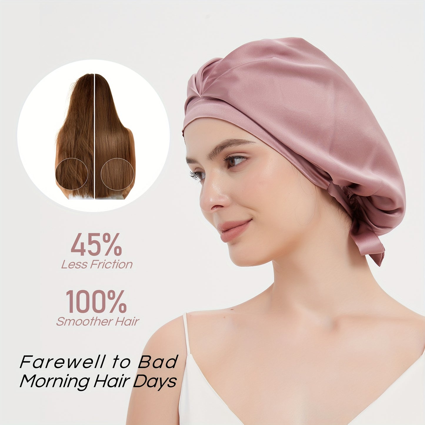 Silk 100% SEDA Mulberry Silk Sleeping Bonnet – Adjustable Bow Tie Soft and Breathable, Perfect for Long and Curly Hair